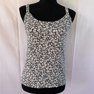 Fitted Printed Square-Neck Ultra-Crop Rib-Knit Tank Top